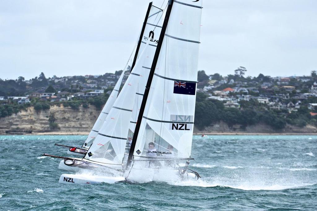 Nacra  15 - Jackson Keon and Tom Fyfe (NZL) - Aon Youth Worlds 2016, Torbay, Auckland, New Zealand © Richard Gladwell www.photosport.co.nz